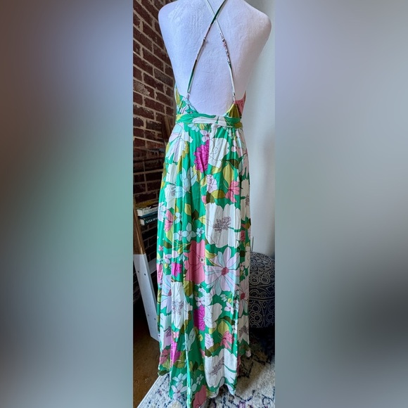 LULUS-Groovy Girl Green Floral Print Wrap Maxi Dress-size medium-NWT - Picture 3 of 14